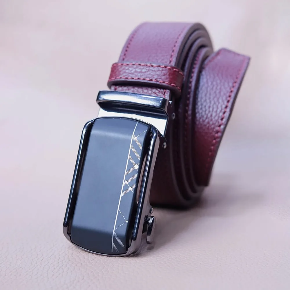Leather Belt Maroon - 3