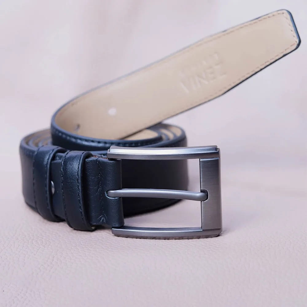 Leather Belt - Navy