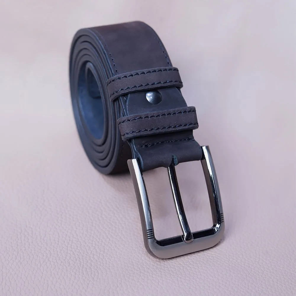 Leather Belt Navy - 3