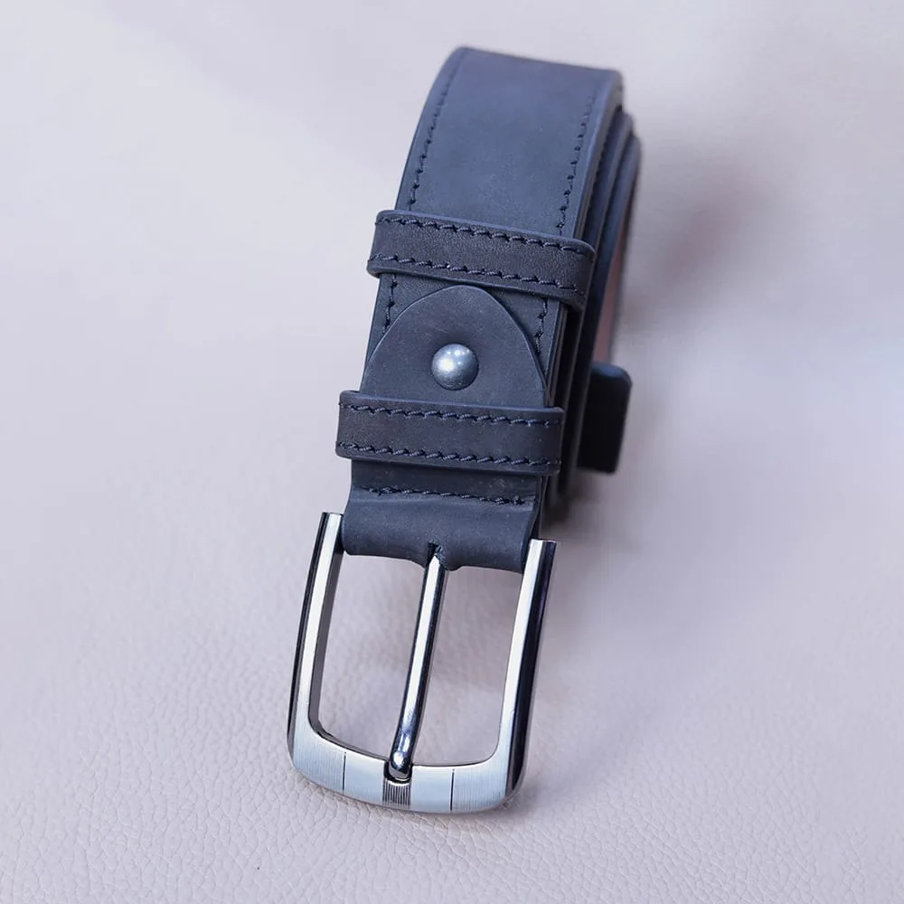 Leather Belt Navy - 4