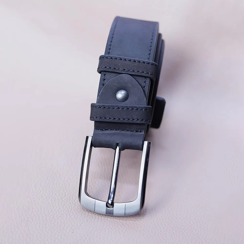 Leather Belt Navy - 5