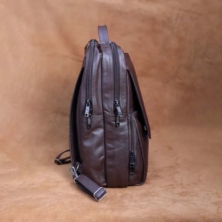 Super Soft Cow Leather Bagpack Laptop Bag Office Bag Coffee Color