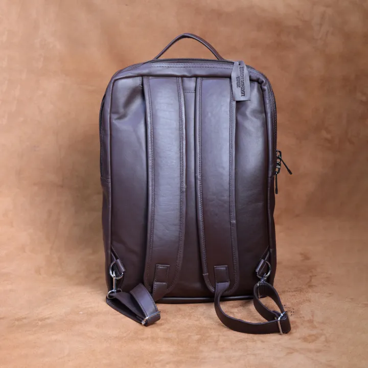 Super Soft Cow Leather Bagpack Laptop Bag Office Bag Coffee Color