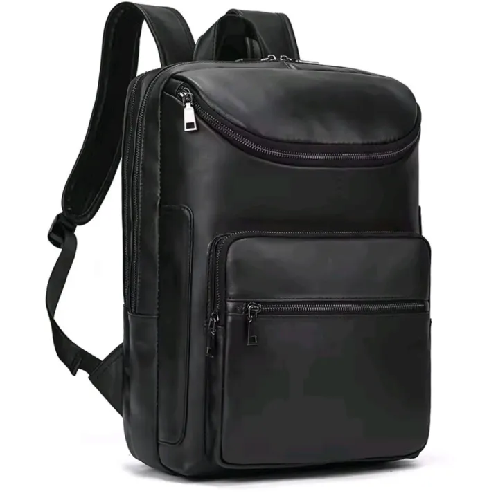 2025 New Fashion Leather Bagpack Bag 14 15.9 Laptop Backpack For Man Male Genuine Leather Men's Travel Bagpack Crazy Cow Skin