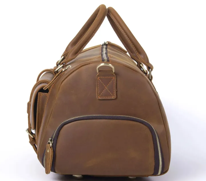 Genuine Leather Travel Bag Classic Vintage Full-grain Cowhide Leather Duffel Bag Weekender Bag Gym Bags HandBag