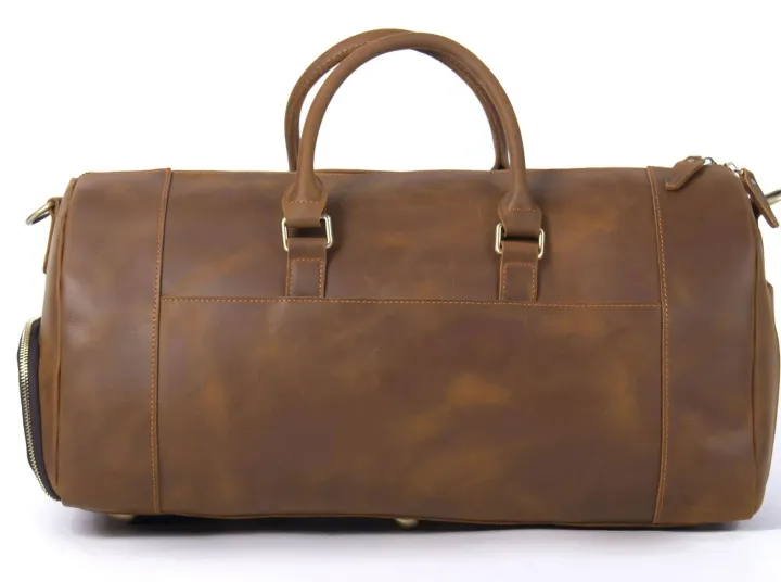 Genuine Leather Travel Bag Classic Vintage Full-grain Cowhide Leather Duffel Bag Weekender Bag Gym Bags HandBag