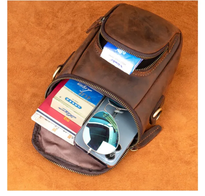 Uniqe Style Leather Shoulder Bag Crossbody Genuine Leather Men's Bags Phone Pouch Bag Outside Vintage Male Bag Dropshipping