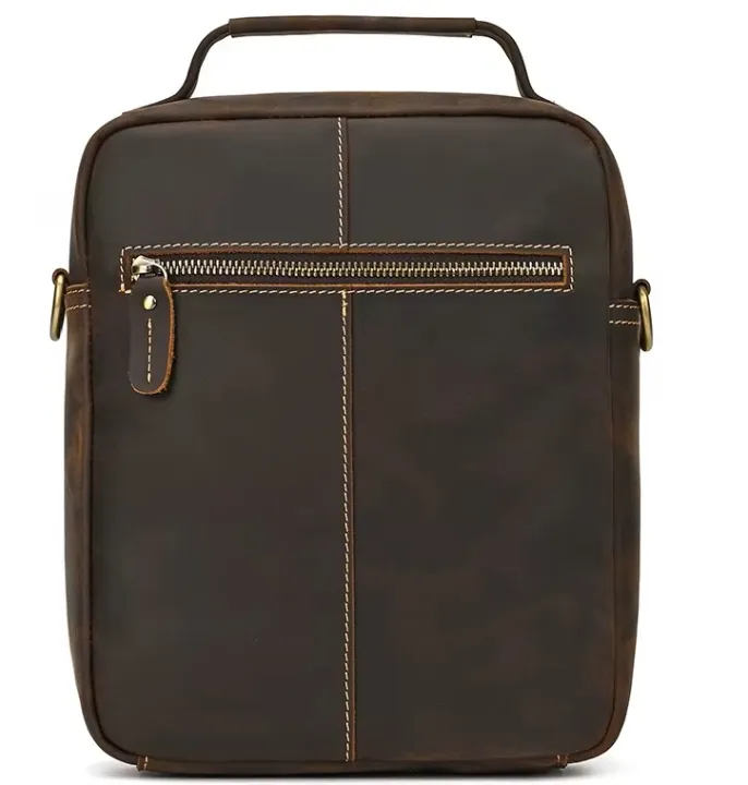 Pure Leather Shoulder Bag Vintage Style Crossbody Ba Of Men Male Daily Messenger Bag Crazy Cow Leather