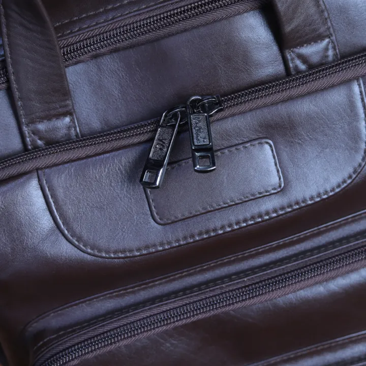 Genuine Leather Bagpack Laptop Bag Office Bag Collage Bag Fashion Bagpack for Men Coffee Color