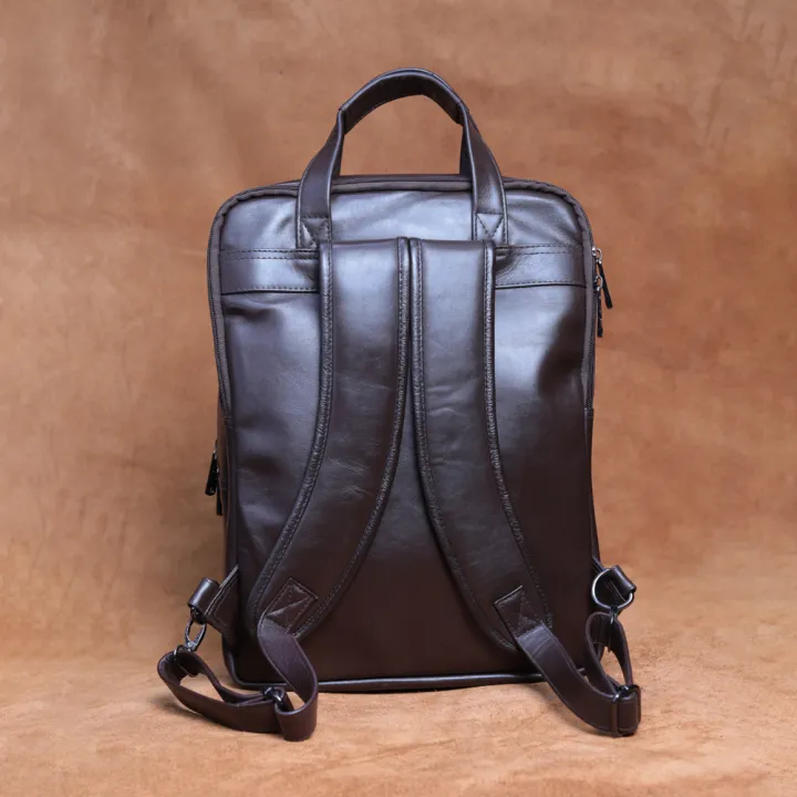 Genuine Leather Bagpack Laptop Bag Office Bag Collage Bag Fashion Bagpack for Men Coffee Color