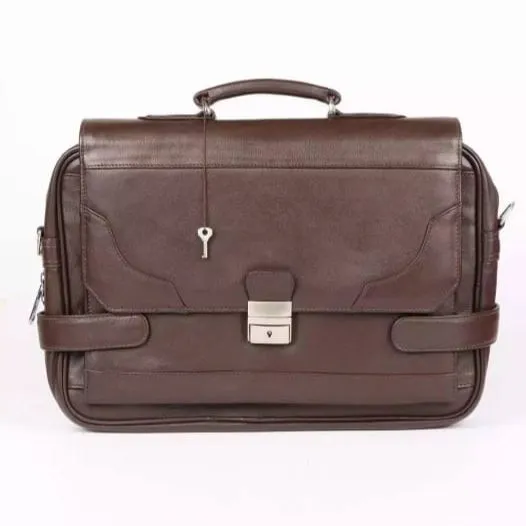 Coffee Color Leather Office Bag for Men's