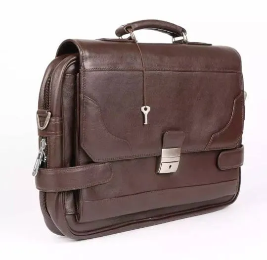 Coffee Color Leather Office Bag for Men's